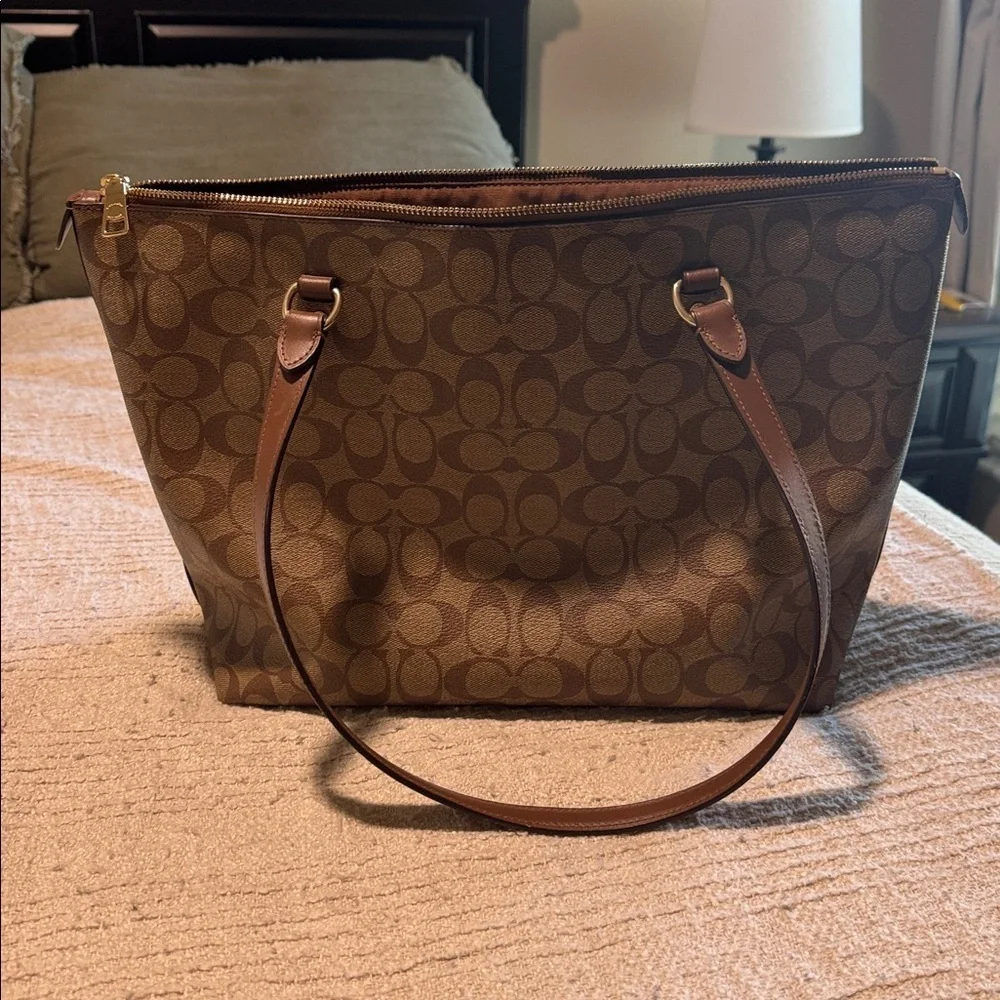 Coach Tan and Brown Signature Tote